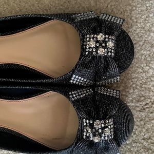 Betsey Johnson black sparkle flats. Worn once. Ready to ship.